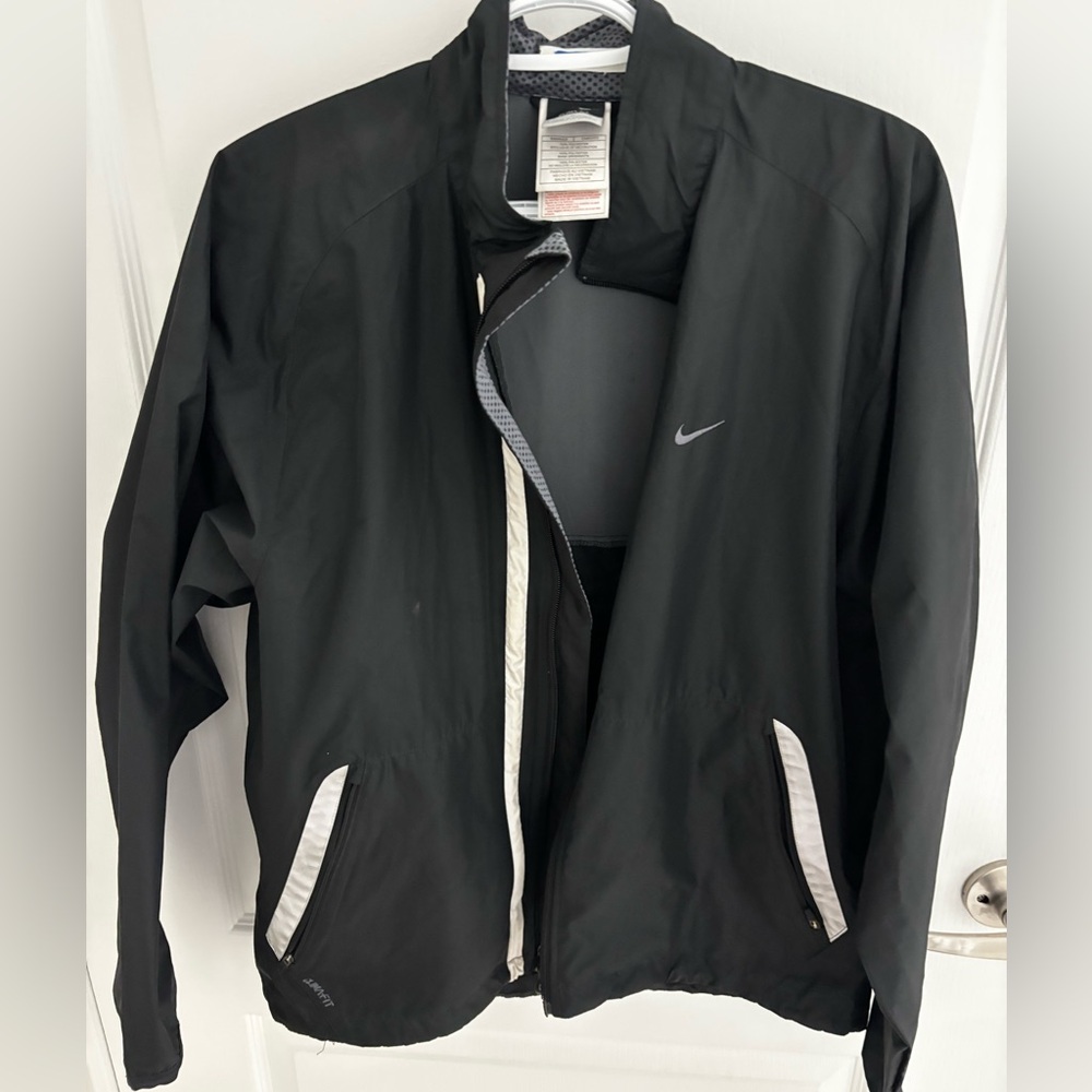 Nike Black Clima-Fit Lightweight Zip Jacket with White Accents